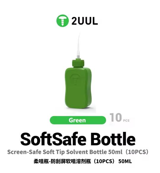 2UUL CL51 CL52 Мягкая безопасная бутылочка 10 шт. 50 мл Безопасный для экрана Мягкий наконечник Диспенсер с растворителем для ремонта телефона Зеленый Прозрачная бутылочка