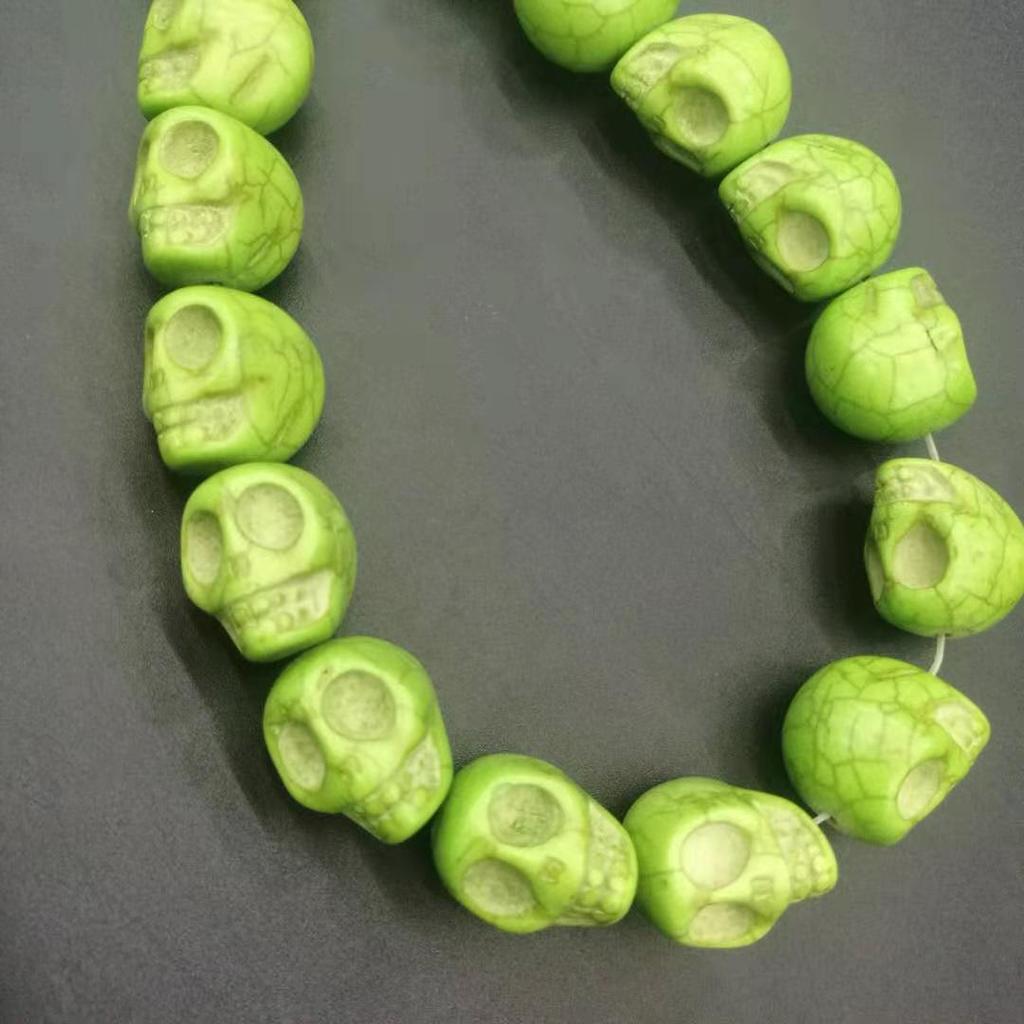 DIY Skull Shape 15*18 mm Howlite Dyed Stone Mix-color Turquoise Carved Skull Shape Loose Beads ,For DIY Jewelry Making