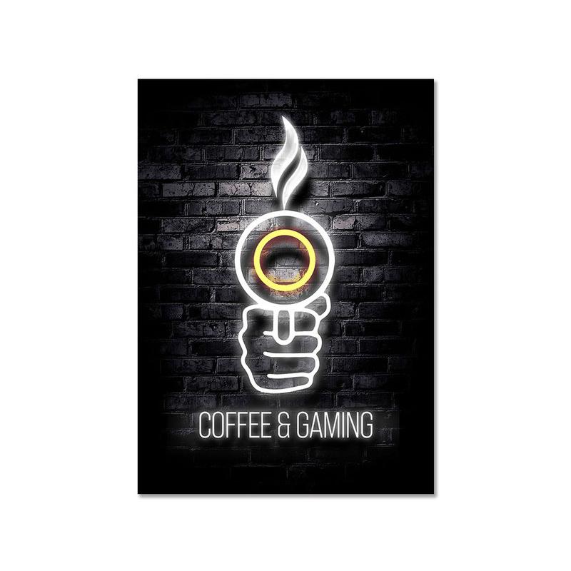 Модный ретро игровой неоновый постер и принты, современная картина на холсте, настенная художественная картина для мальчика-геймера, украшение для спальни, дома