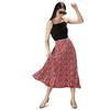 Red Floral Printed Flared Skirt Indian Women's Casual Wear Middi Skirt Dress