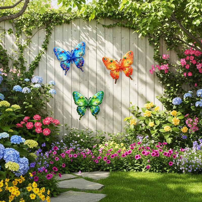 Vibrant Metal Butterfly Outdoor Wall Art 1/4Pcs Rustproof Decor for Garden Patio