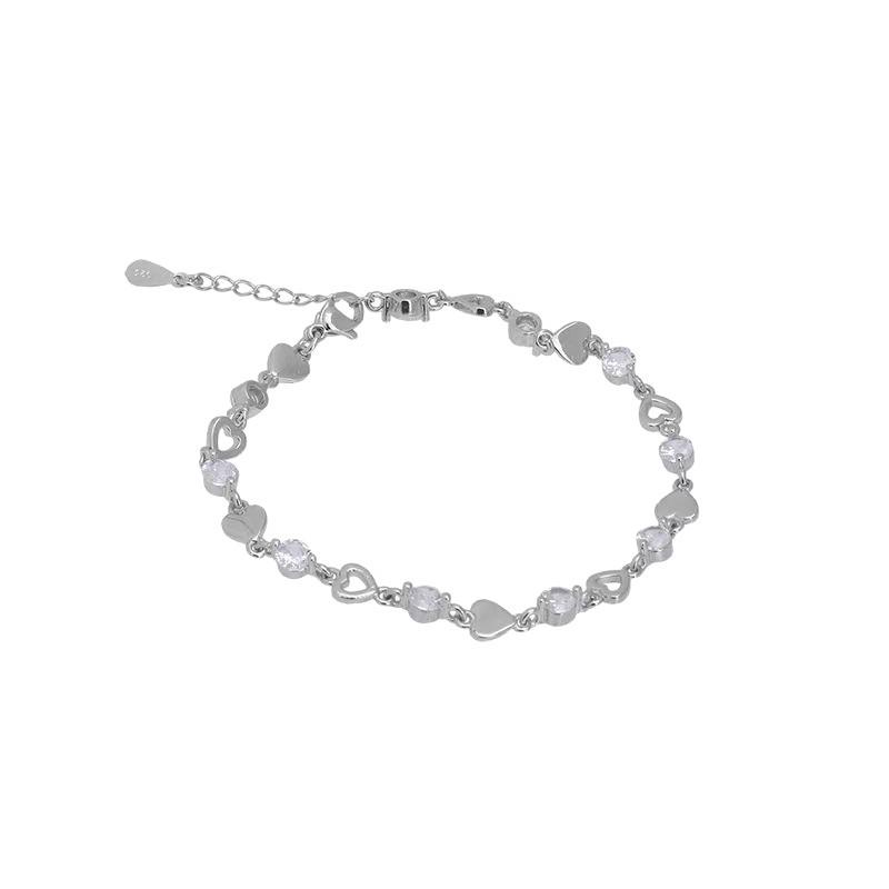 Милый Стильный Браслет с Стразами в Форме Сердца для Девочек, Ручная Работа в Стиле Ins, Подарок Лучшей Подруге или Девушке, Свежий Японский и Корейский Стиль