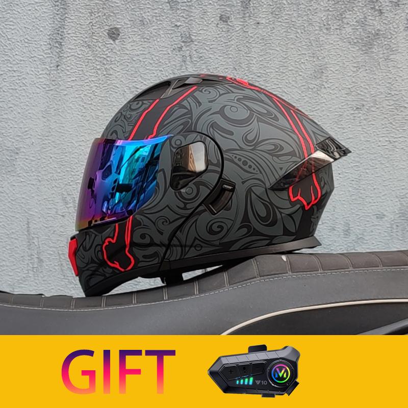 ORZ Мотоциклетный шлем Модульный шлем-флип с двойным визором Полнолицевой шлем Поставляется с Bluetooth-наушниками Модель 103