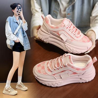 Обувь для папы, женская, новая, осенняя, дышащая, ткань, универсальная, студенческая, спортивная, на толстой подошве, увеличивающая рост, кроссовки для бега