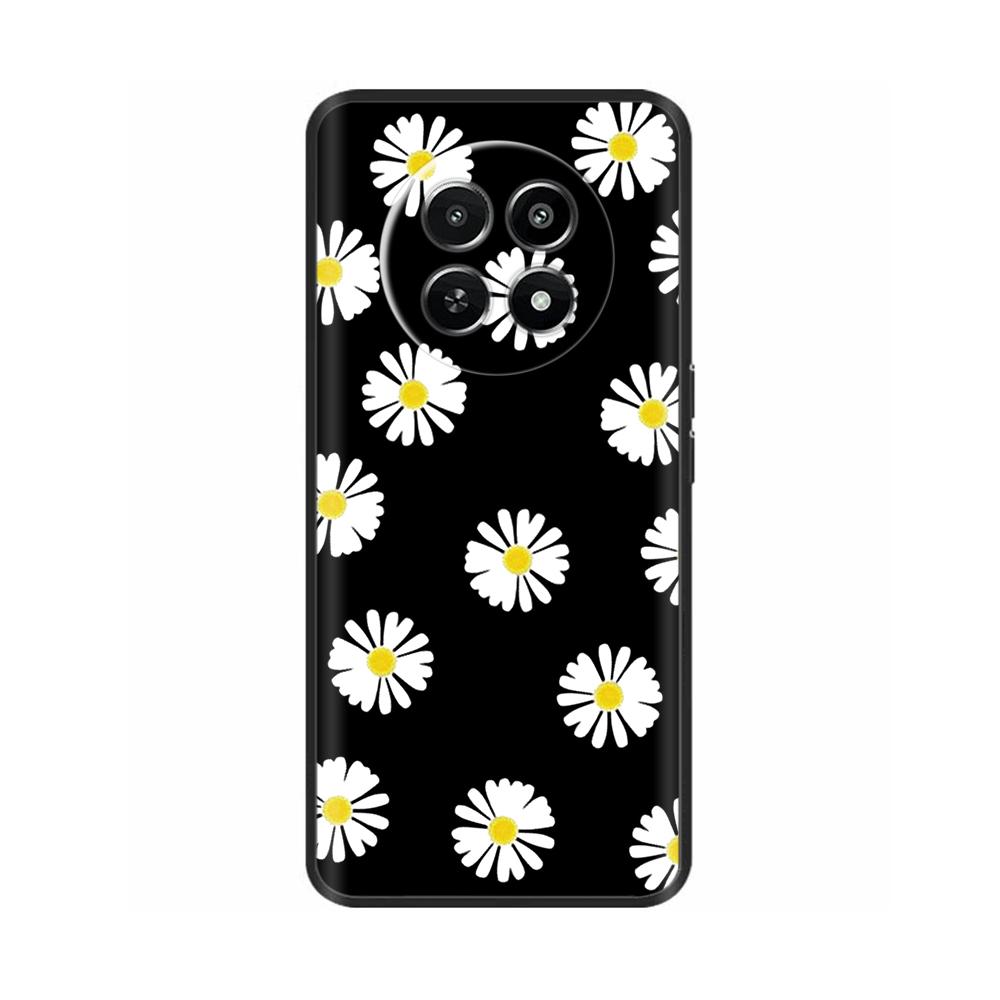 Для Realme 12 5G 12X Чехол для телефона Цветочный принт Мягкий черный ТПУ Fundas Для Realme12 12 X Защитный бампер Para Coque Etui Capas