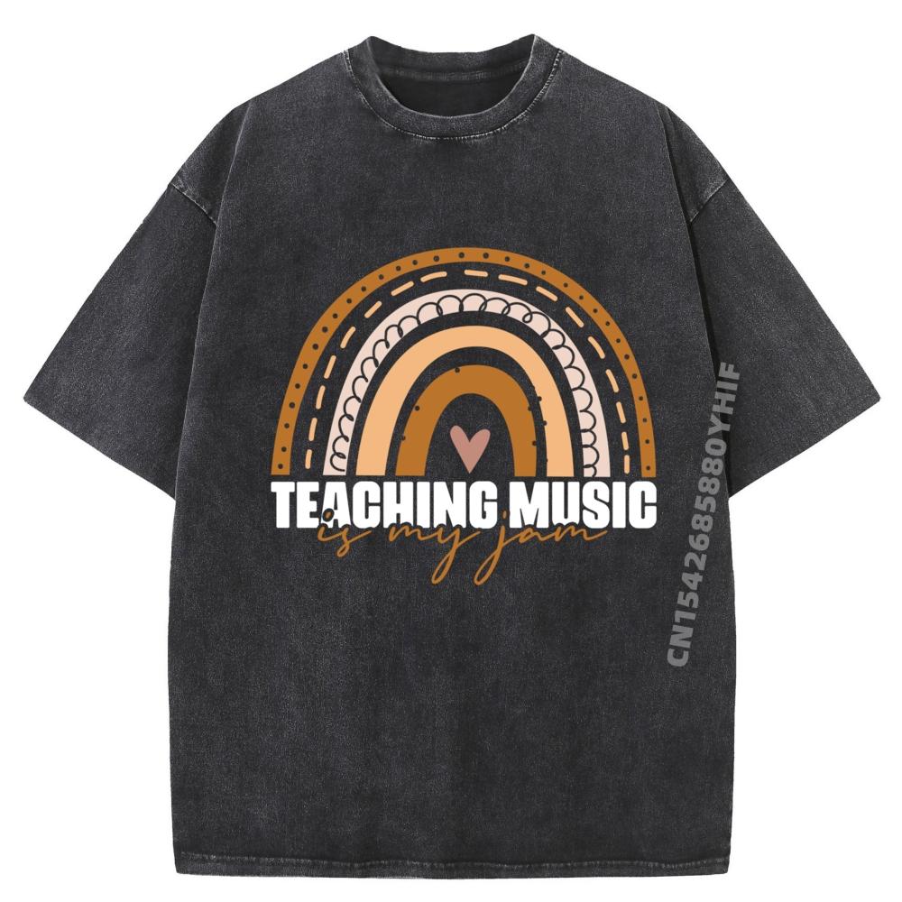 Music Teacher Boho Rainbow Singer Music Artist Band Director Grpahic Tee Breathable Oversized T Shirt Casual Washed Tops