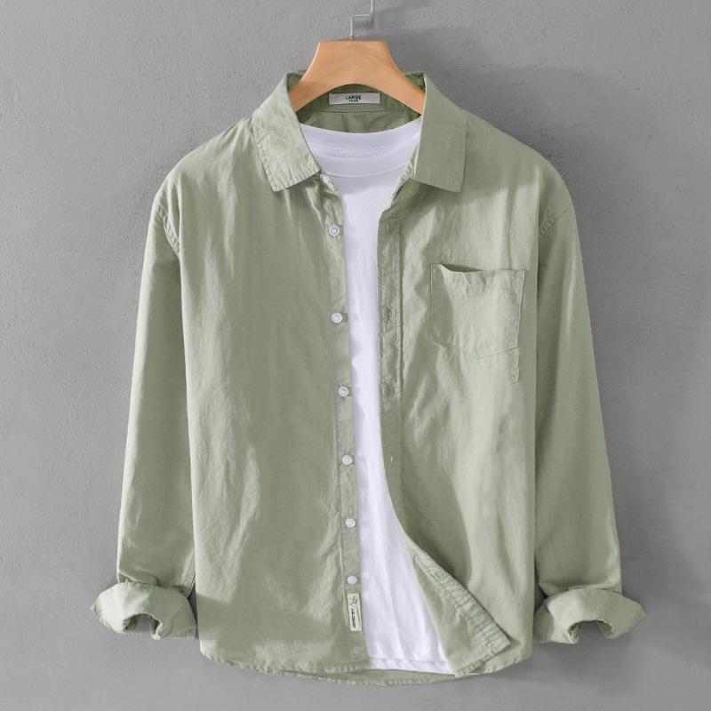 Pure Cotton, Autumn Men's Fashion Business Comfortable Slim British Style Work Casual with Breathable Cotton Long Sleeve Shirt