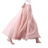 Double Layer Cotton and Linen Skirt with Big Swing Solid Color