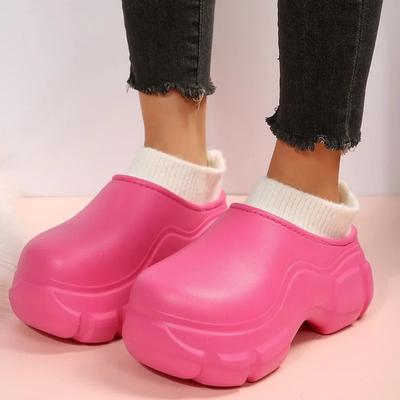 Мода 2024 Зимние женские тапочки на платформе Теплые мягкие тапочки Женские плюшевые однотонные повседневные туфли для отдыха на открытом воздухе