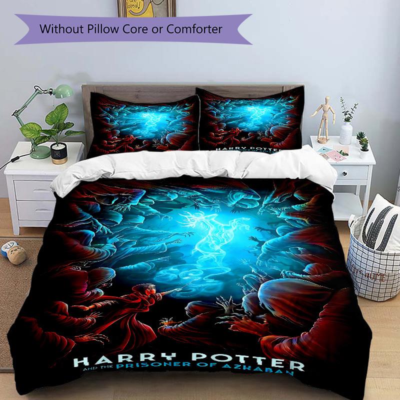 3pcs Harry Potter Bedding Set, Soft Polyester Duvet Cover and Pillowcases Machine Washable Seasons all suitable 09