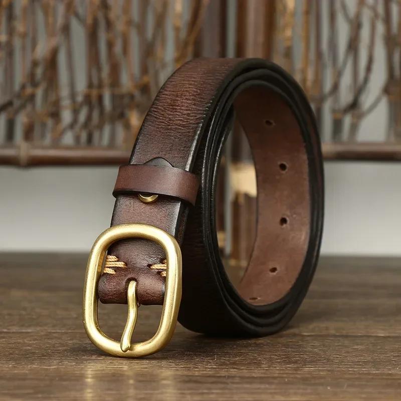 2.8 см женские ремни из натуральной кожи высокого качества из натуральной кожи для женщин с латунной пряжкой, ковбойский поясной ремень класса люкс от дизайнера