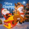 4.9FT Xmas Yard Decorations Inflatable Santa Reindeer Sleigh Decor Festive Home Ornament LED Xmas Gifts Toy Christmas Decoration