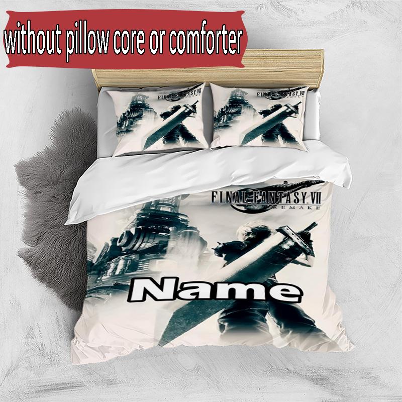 3pcs Duvet Cover Set (1*Duvet Cover + 2*Pillowcase, Without Core), Custom Name Final Fantasy Pattern Bedding Set, Home Bedroom Decor Gift