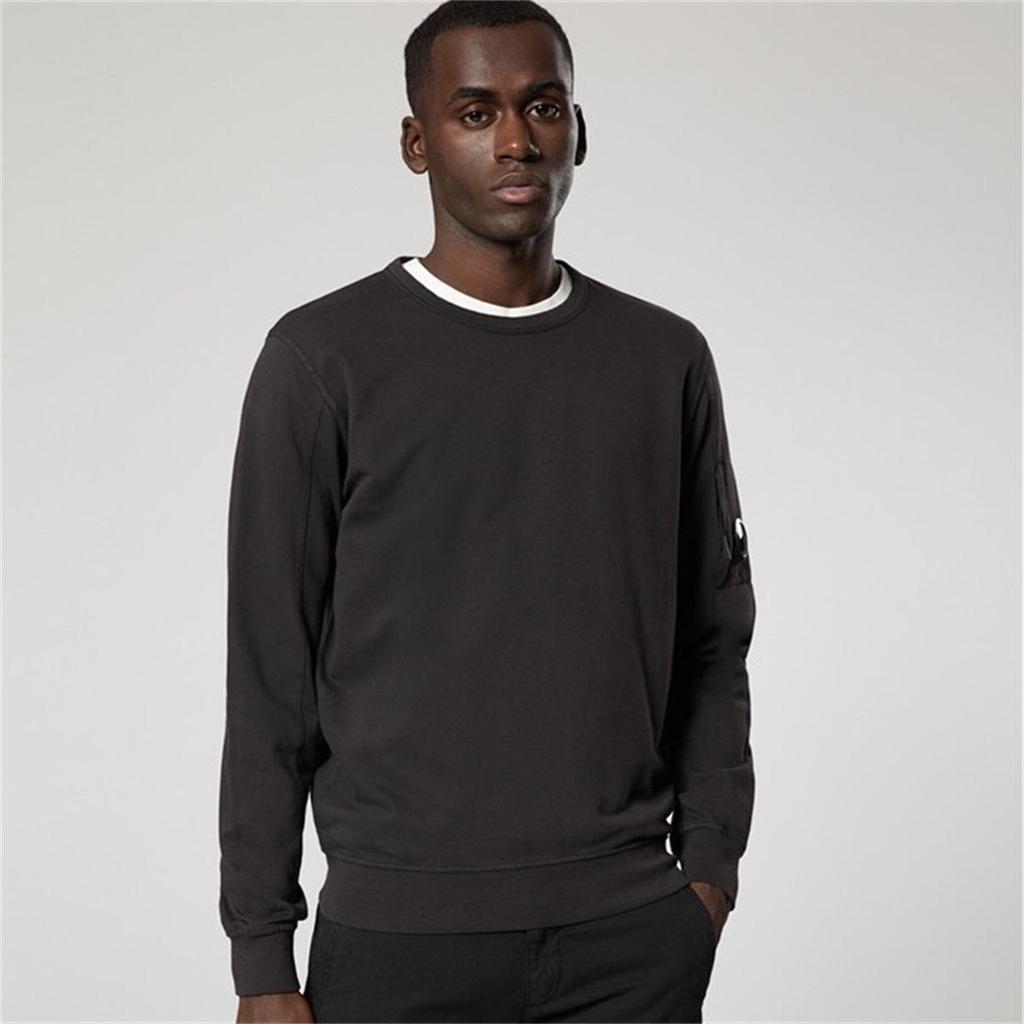 CP Lens Мужская свободная однотонная толстовка-куртка с круглым вырезом - Повседневный модный молодежный бренд