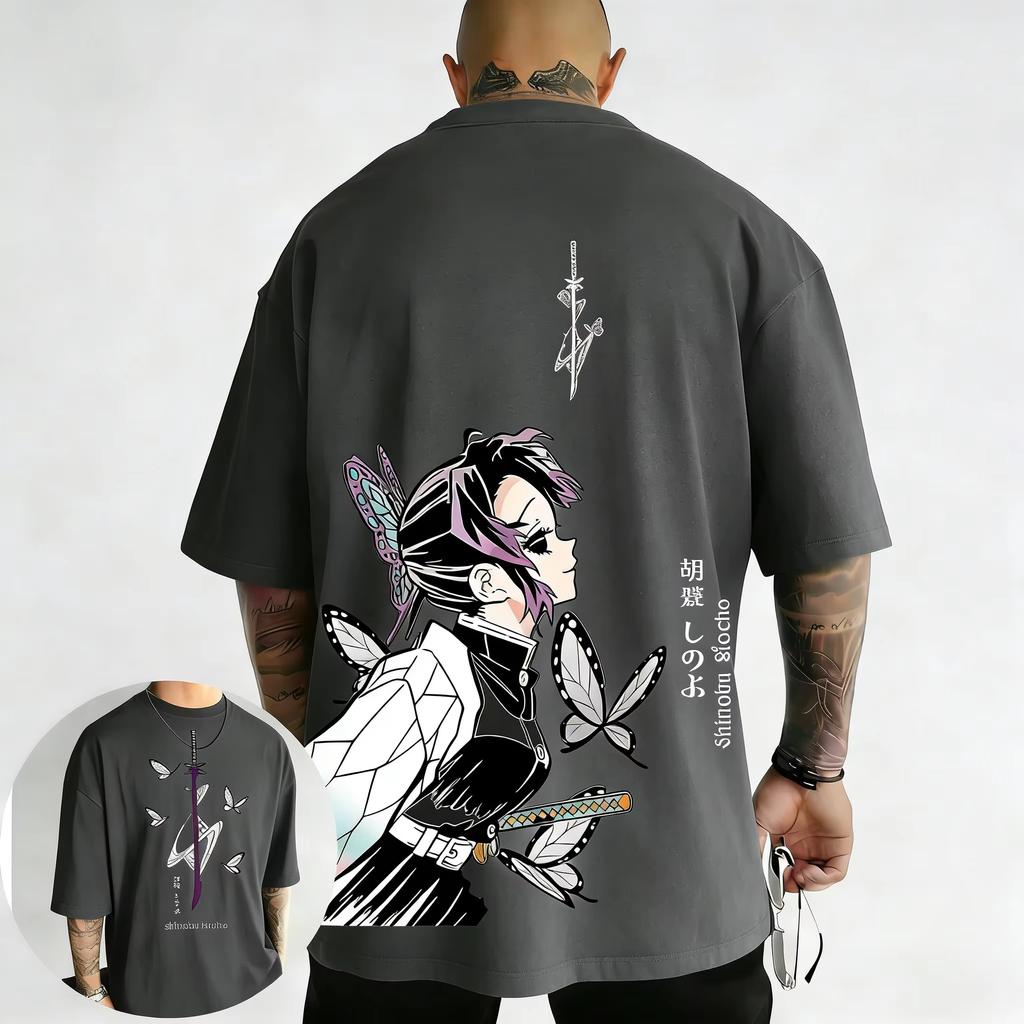 Summer Unisex Demon Slayer Ninja Anime Print T-Shirt, Stylish Y2K Top for Spring & Summer T-Shirt