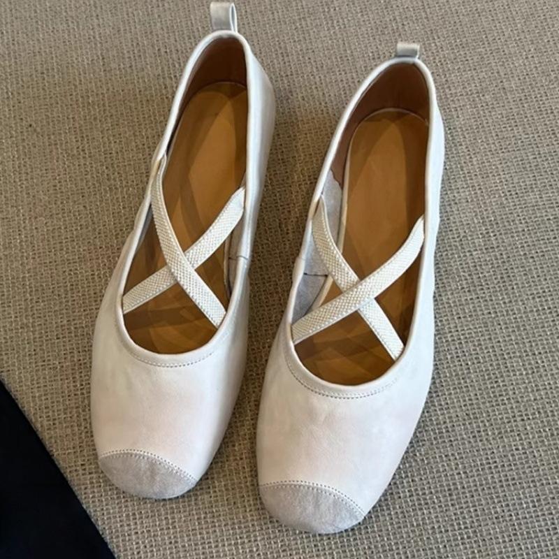 Супермягкая овчина~ Ретро французские одинарные туфли женские балетки на плоской подошве с неглубоким вырезом вечерние туфли с перекрестным ремешком туфли Мэри Джейн