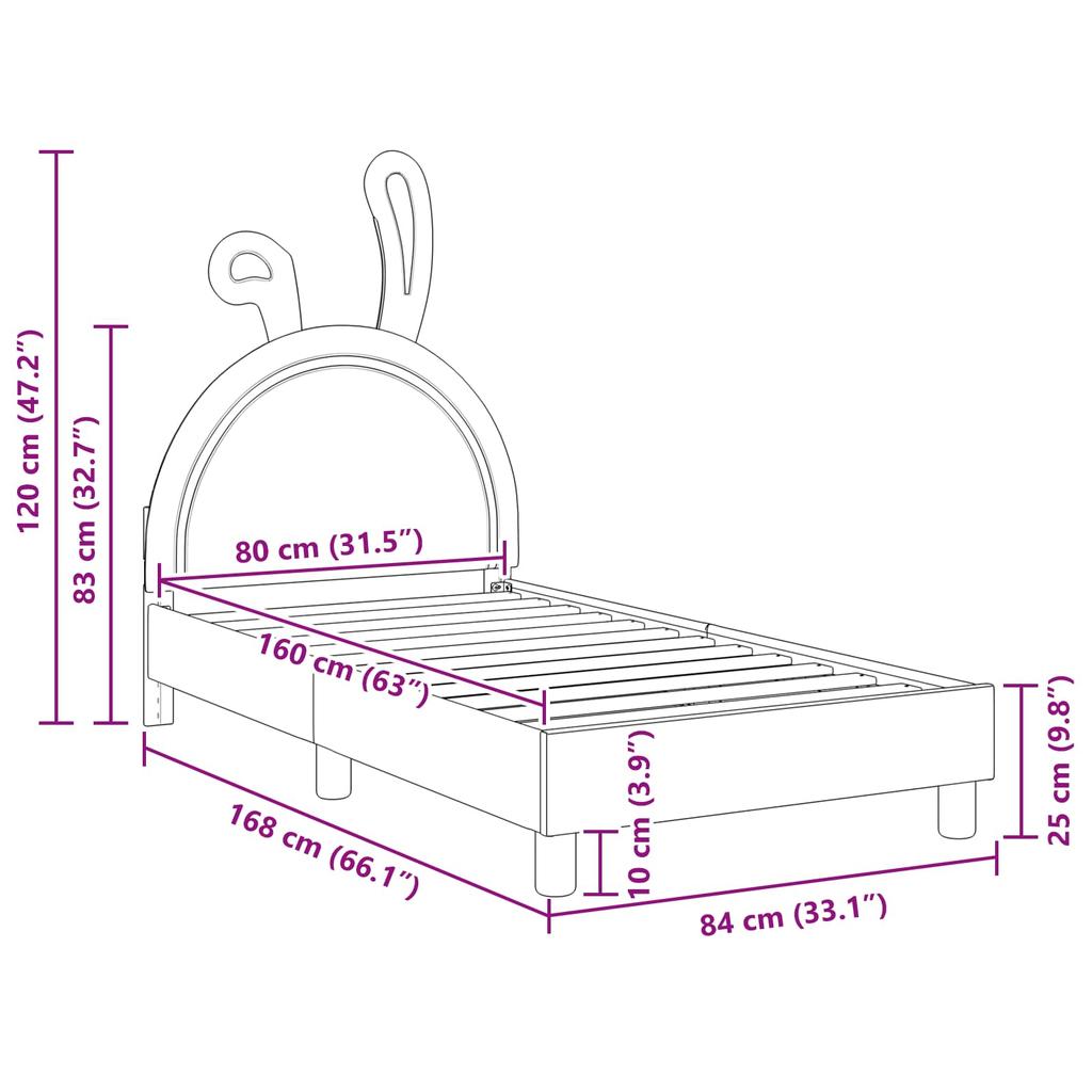 Children s Bed Frame with Headboard Light Grey 80 x 160 cm PU