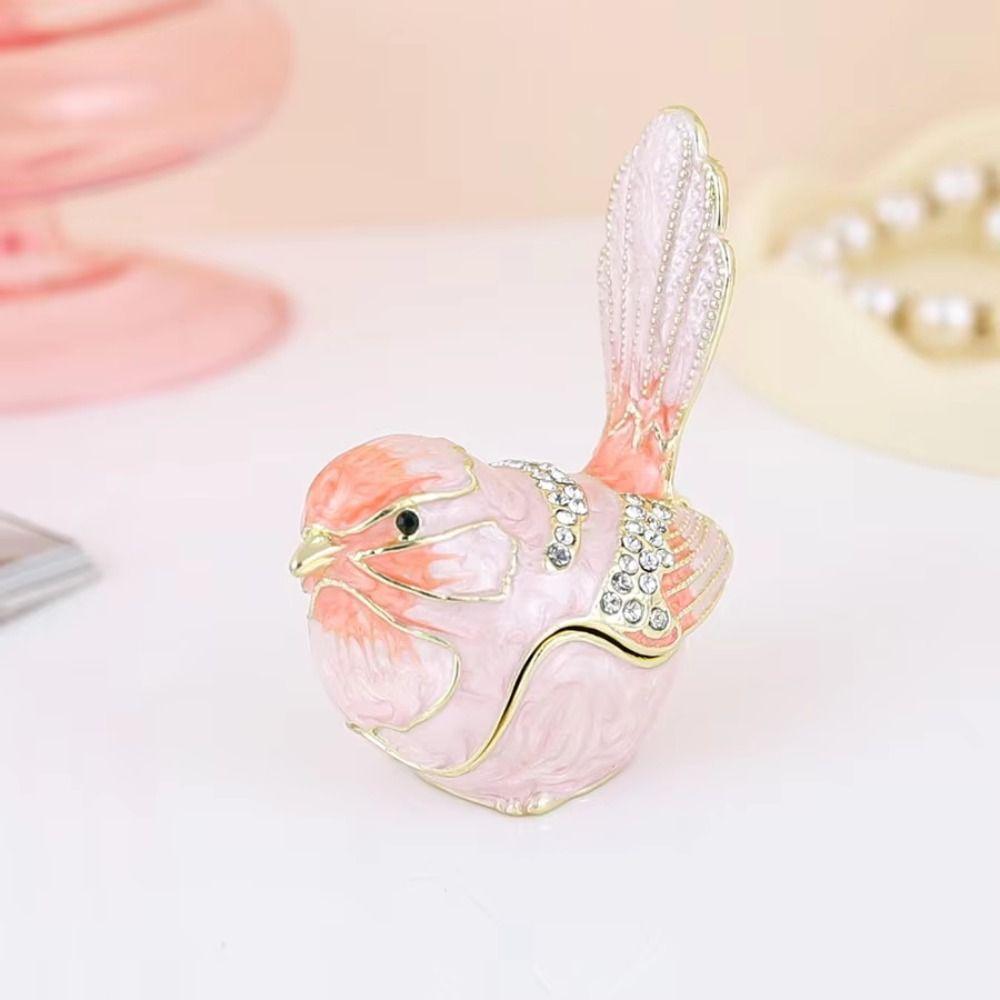 Mini Size Bird Trinket Box Metal Material Bionic Ornaments Metal Enamel Decoration Gift Giving