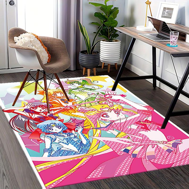1pc Sailor Moon Anime Cartoon Design Chair Mat - Non-Slip Carpet for Office, Home Decor, Living Room, Bedroom, Game Room - Perfect Gift for Fans.O059