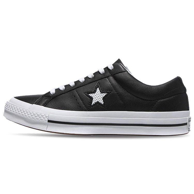 Converse One Star Низкие Кожаные Черно-Белые 158465C