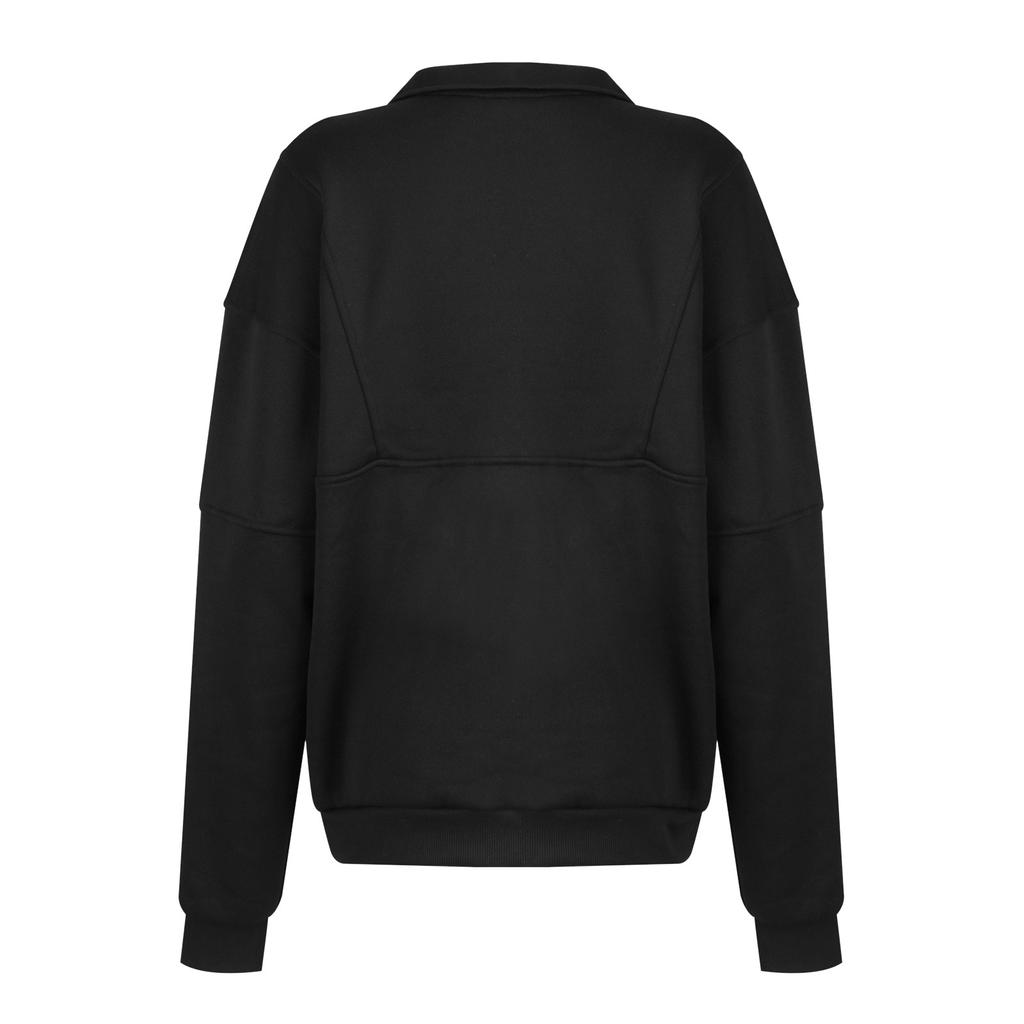 Женская мода сплошной цвет на молнии спортивный свободный пуловер с длинными рукавами толстовка Топ