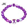 Durable Alloy Ribbon Wrist Jewelry Breast Cancer Awareness Bracelets, Charm Beads Comfortable Elastic Wristwear Bracelet, Encouragement Gifts