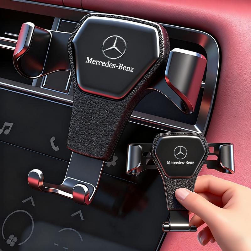 Gravity Auto Lock Car Air Vent Phone Holder Leather Texture For Mercedes Benz AMG W204 W205 W203 W211 W212 W213 W201 W210 W168 CA1