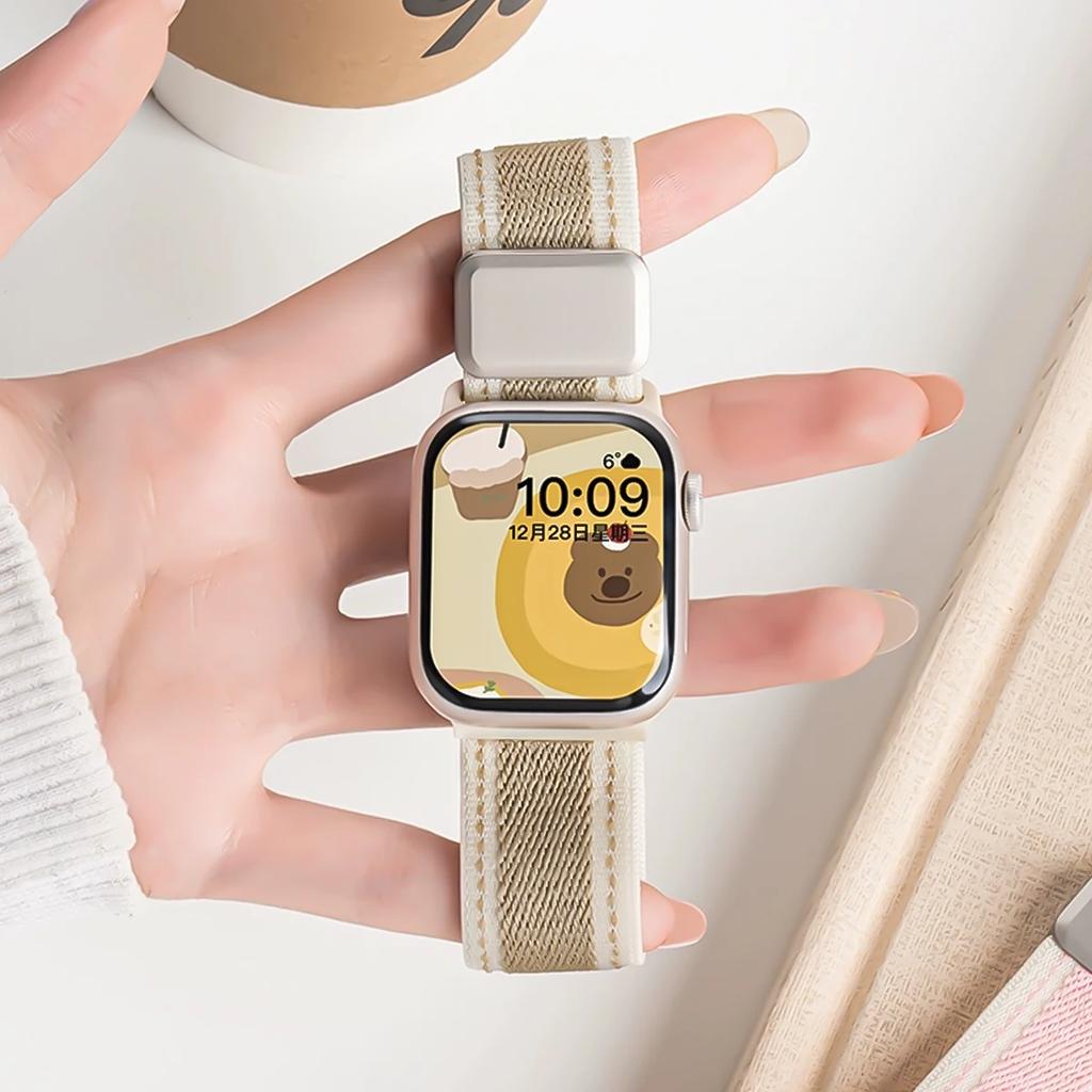 Стильный нейлоновый магнитный ремешок для Apple Watch 10 Ultra 9 8 7 Милый ремешок для iwatch 42 мм 46 мм 49 мм 45 41 40 42 44 38