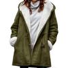 Winter Fashion Warm Thickened Long Sleeved Cowhide Button Womens Coat With Hat Casual Velvet Solid Ladies  Outwears 30431