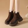 Женские зимние бархатные ботильоны челси на толстой подошве, увеличивающие рост, облегающие