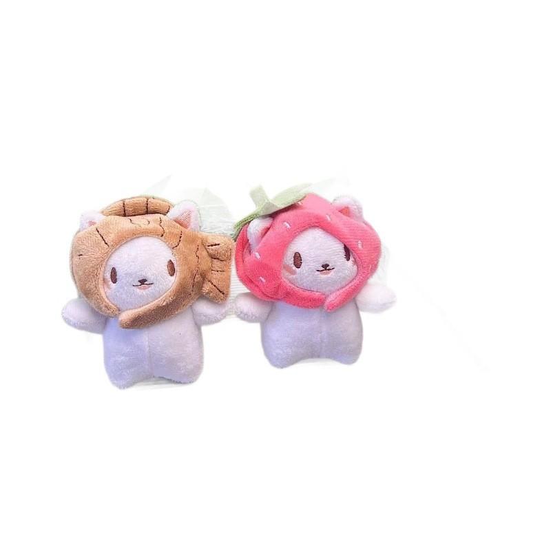 Adorable Cute Cat Fish Plush Toy Headset Keychain Soft Pp Cotton Doll Accessory