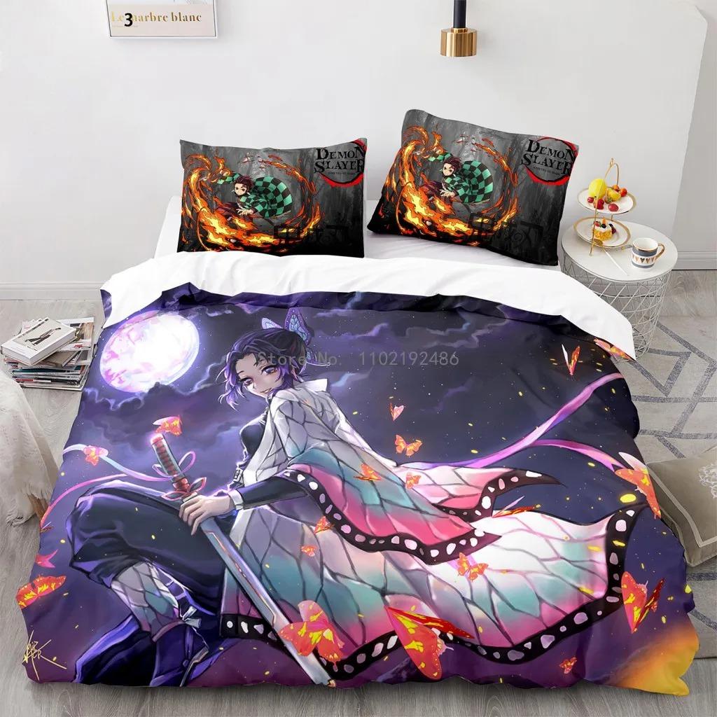 Популярный комплект постельного белья Demon Slayer с принтом аниме, пододеяльник, наволочки, комплект для детской комнаты, товары для дома оптом