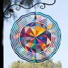 Colorful 3D Mandala Wind Chime - Dynamic Artistic Outdoor Decor for Garden, Patio, Balcony - Metal Geometric Design, No Battery Needed - Ideal for Tha
