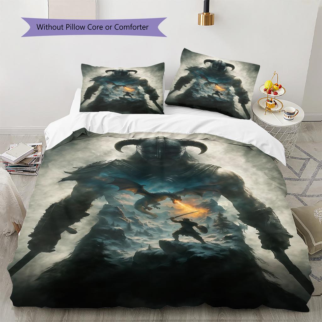 Tamriel Bedding Quilt Set Quilt Cover Pillowcase Home Decoration Birthday Gift (1 * duvet cover + 2 * pillowcase, without core)