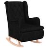 Black Fabric Rocking Chair with Footstool