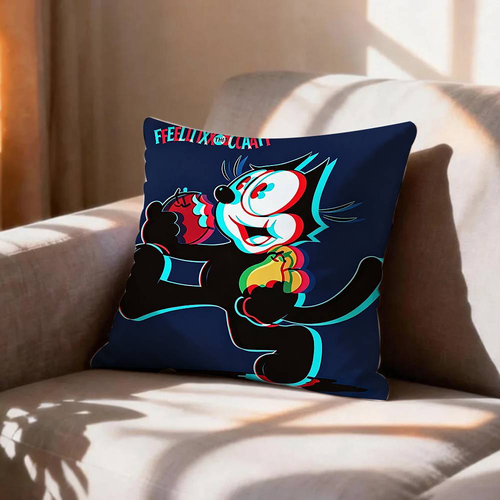 Vintage Animation Character FFelix The Cat Pillow Case Pattern Printed Pillowcase For Living Room Sofa Cushion Cover