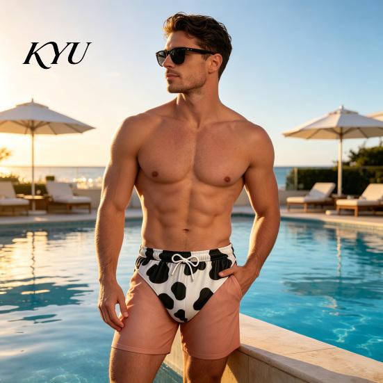Breathable Lightweight Summer Shorts Men Hairy Butt Shorts, Funny Booty Print Beach Realistic Comfortable Elastic Waist Swim 3D Briefs Patriotic