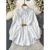 Women's Plus Size Spring Vintage Loose Lace Up Casual Design Shirt