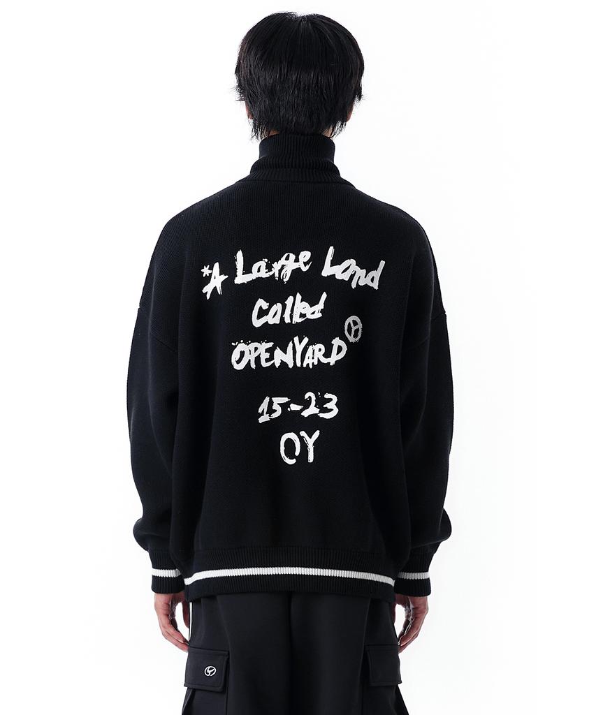OHY Pola Zipper Paint Knit Mtm-Black