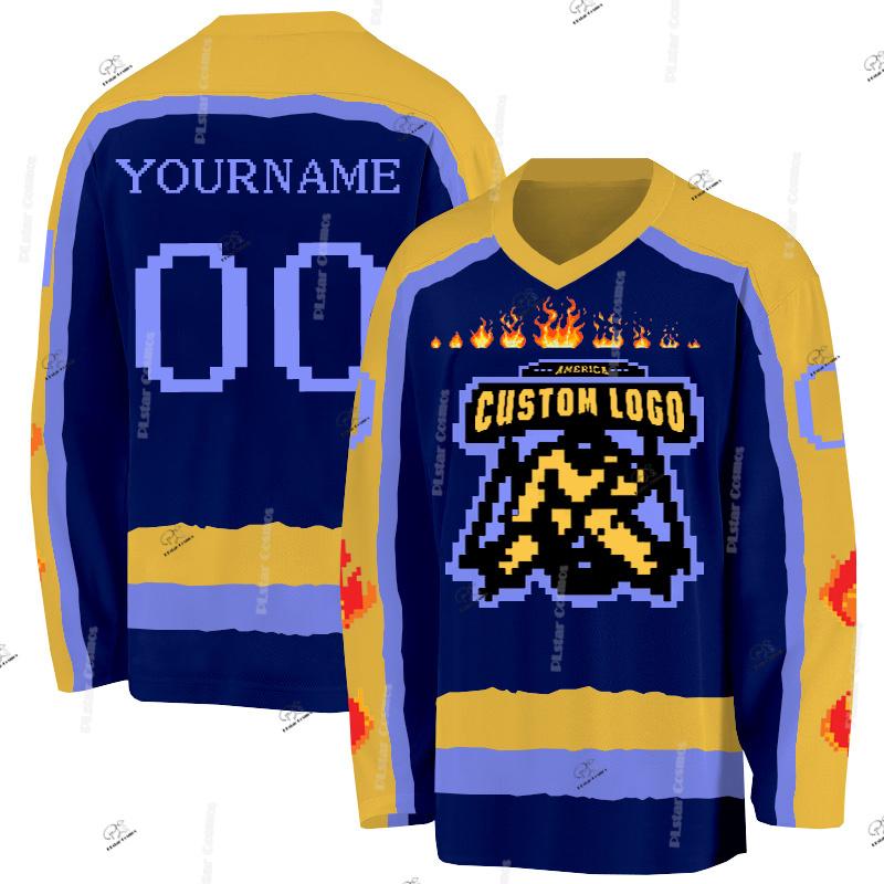 Custom Name Team Suits Gradient Graffiti Colorful Vintage Retro Breathable Pullover 3DPrint Casual V-Neck Hockey Jersey Shirts Y