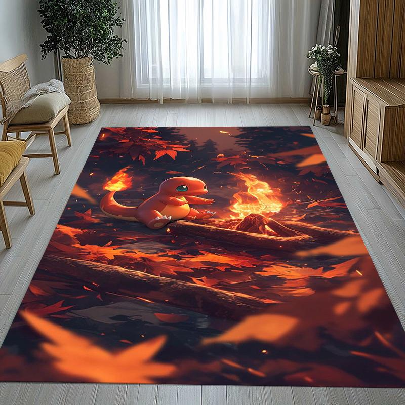 Charizard Charmander Pokemon Living Room Non-Slip Area Rug Soft Carpet for Bedroom Kids Playroom Sofa,Home Decor Doormat Gift