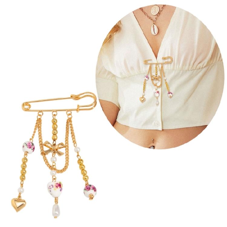 Модная брошь из сплава металла с качающимися кисточками и цветочным шармом, многоцелевые зажимы и украшения для броши на сумку, аксессуар