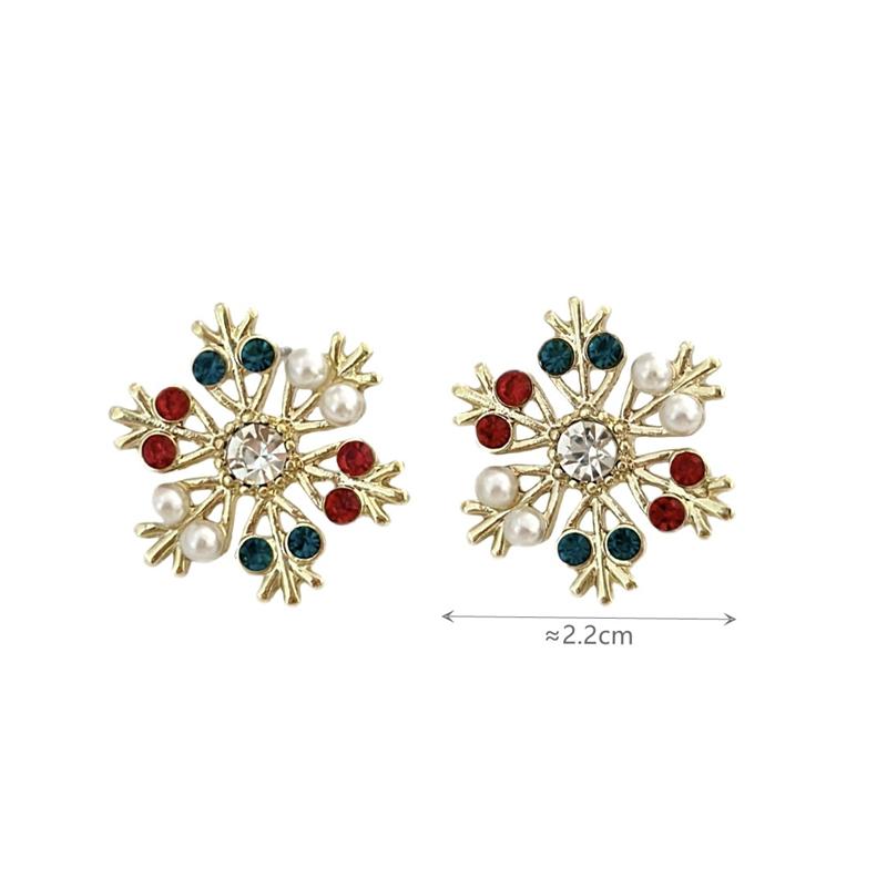 Зимние серьги-пусеты в виде снежинок для женщин, красочные акриловые кристаллы, корейская мода, маленькие серьги, рождественская вечеринка, ювелирные изделия