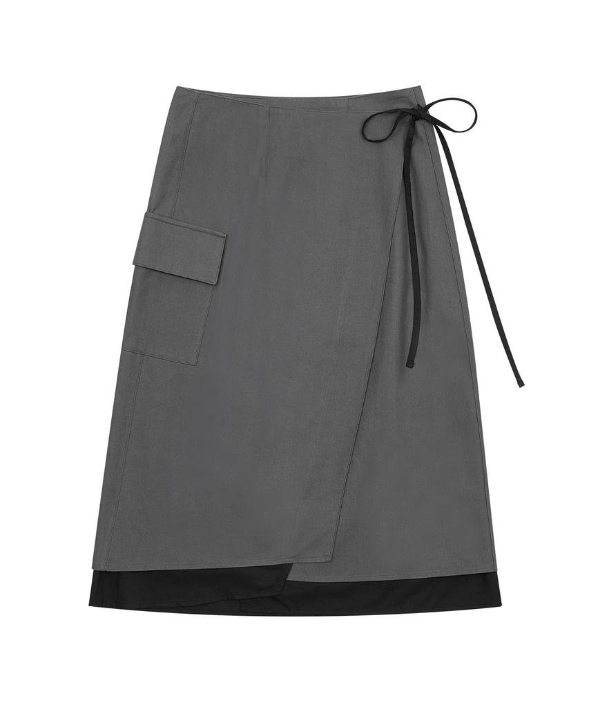 Hye Young Kim Layered Wrap Long Skirt - Gray