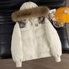 Women's American-Style Hooded Padded Jacket with Faux Fur Collar