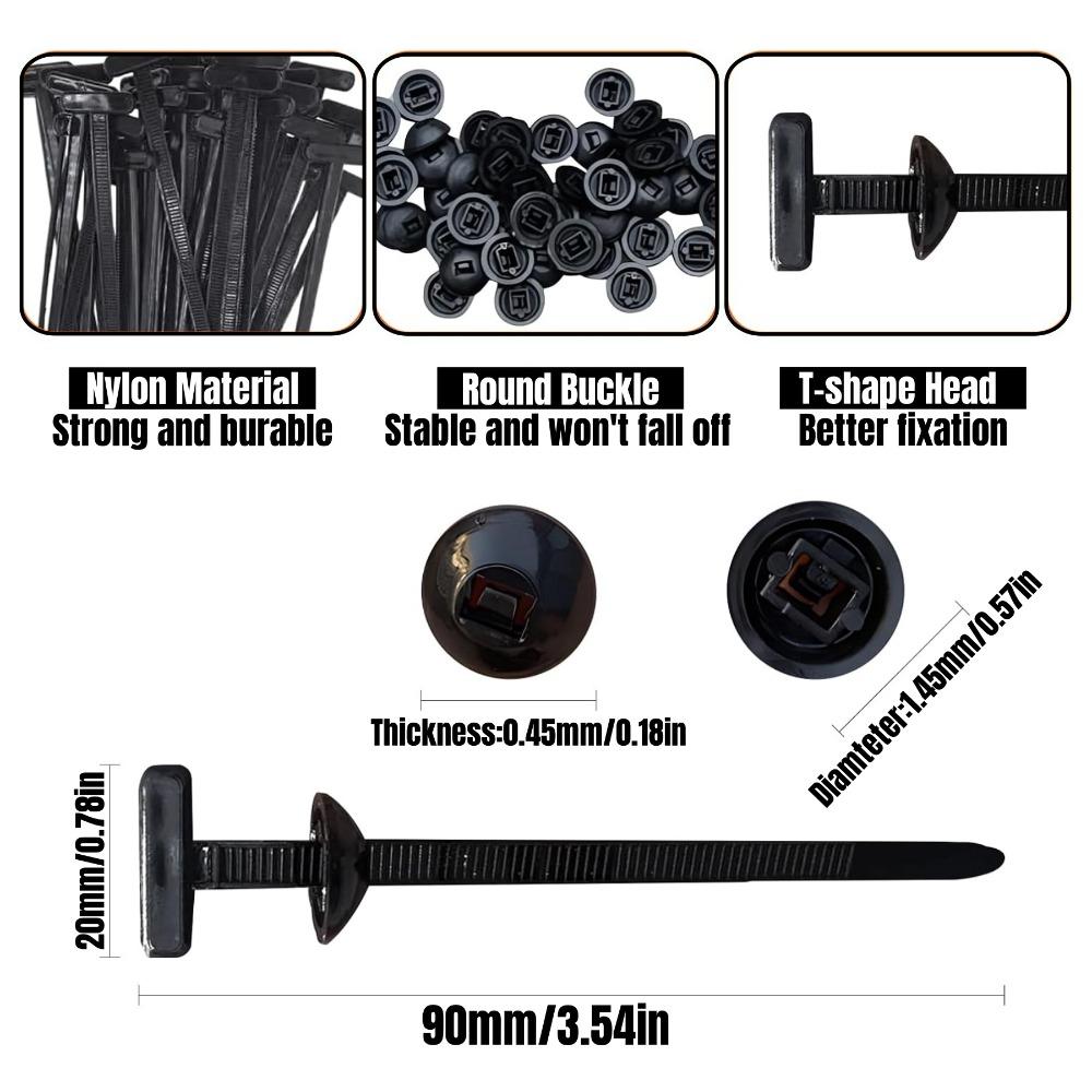 10-100Set Nylon Universal Cable Tie Buckle Heavy Duty Self-Locking Zip Ties with Pin and Button Car Fixing Cable Tie Fasteners
