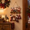 Xmas Hanging Ornament with Storage Wooden Rustic Christmas Stocking Hanger Gingerbread House Decorative Hook Board for Scene Home Wall Decor