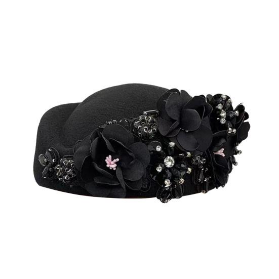 Tea Party Hat for Women Girls Fabric Flower Fascinators Hat Vintage Cocktail Party Pillbox Hat Role Play Bowler Party Accessory