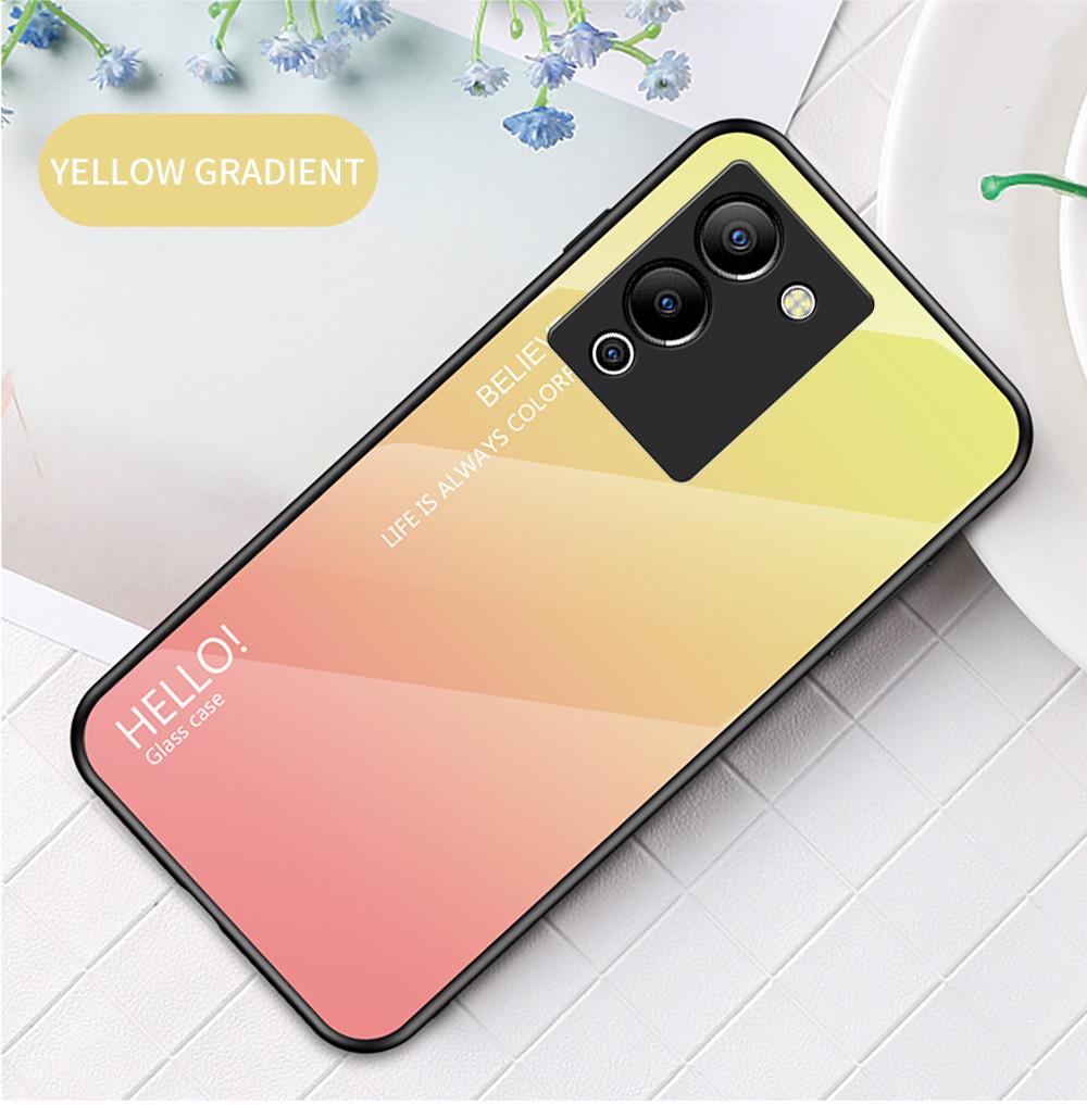 Чехол для Infinix Note 10 11 Pro 12 11s Hot 8 10s 11 11s 9 10 11 Play 30i Smart 4 5 6 7, чехол с градиентом Aurora, закаленное стекло, мягкая рамка, задняя крышка, чехол для телефона
