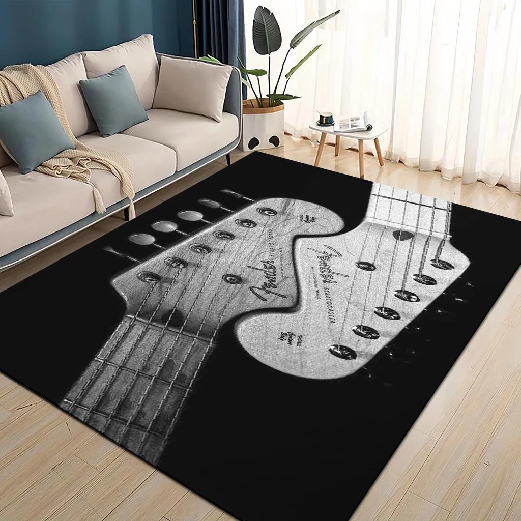 3D Ретро лого Fender Гитарные Инструменты Музыка Ковер Коврик для Гостиной Спальни Дома Декорация Дивана, Детский Нескользящий Напольный Коврик